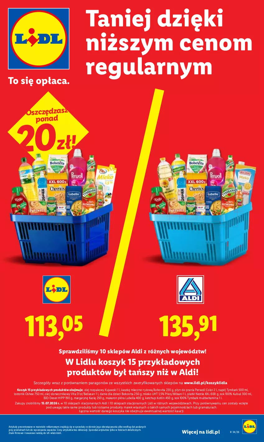 Gazetka promocyjna Lidl - Gazetka ważna od 20.08 do 22.08 - ważna 20.08 do 22.08.2026 - strona 3 - produkty: Bell, Bella, Danie dla dzieci, Dzieci, Gra, Ketchup, Kosz, Lubella, Makaron, Mleko, Napój, Olej, Olej rzepakowy, Olej słonecznikowy, Perwoll, Pilos, Płyn do prania, Por, Rama, Rower, Ryż, Ser, Sok, Tonik