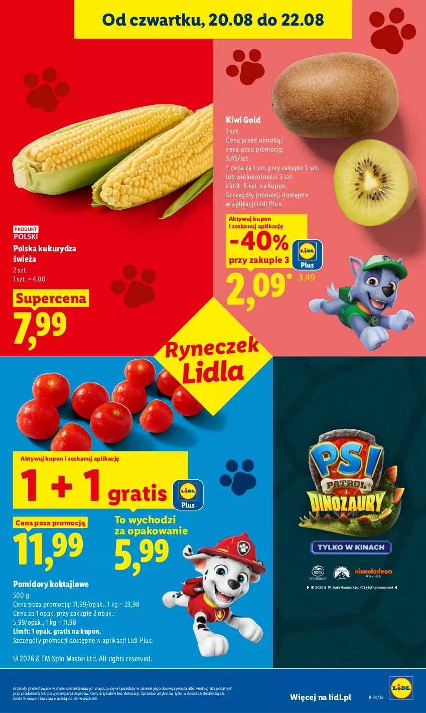 Gazetka promocyjna Lidl - Gazetka ważna od 20.08 do 22.08 - ważna 20.08 do 22.08.2026 - strona 47 - produkty: Gra, Kiwi, Kukurydza, Pomidory, Ser