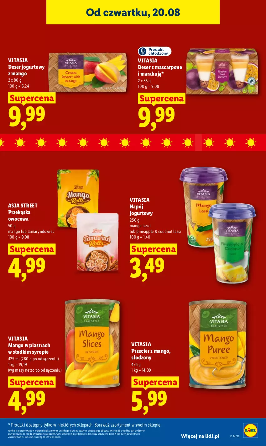 Gazetka promocyjna Lidl - Gazetka ważna od 20.08 do 22.08 - ważna 20.08 do 22.08.2026 - strona 51 - produkty: Deser, Jogurt, Mango, Mascarpone, Napój, Napój jogurtowy, Ser, Syrop
