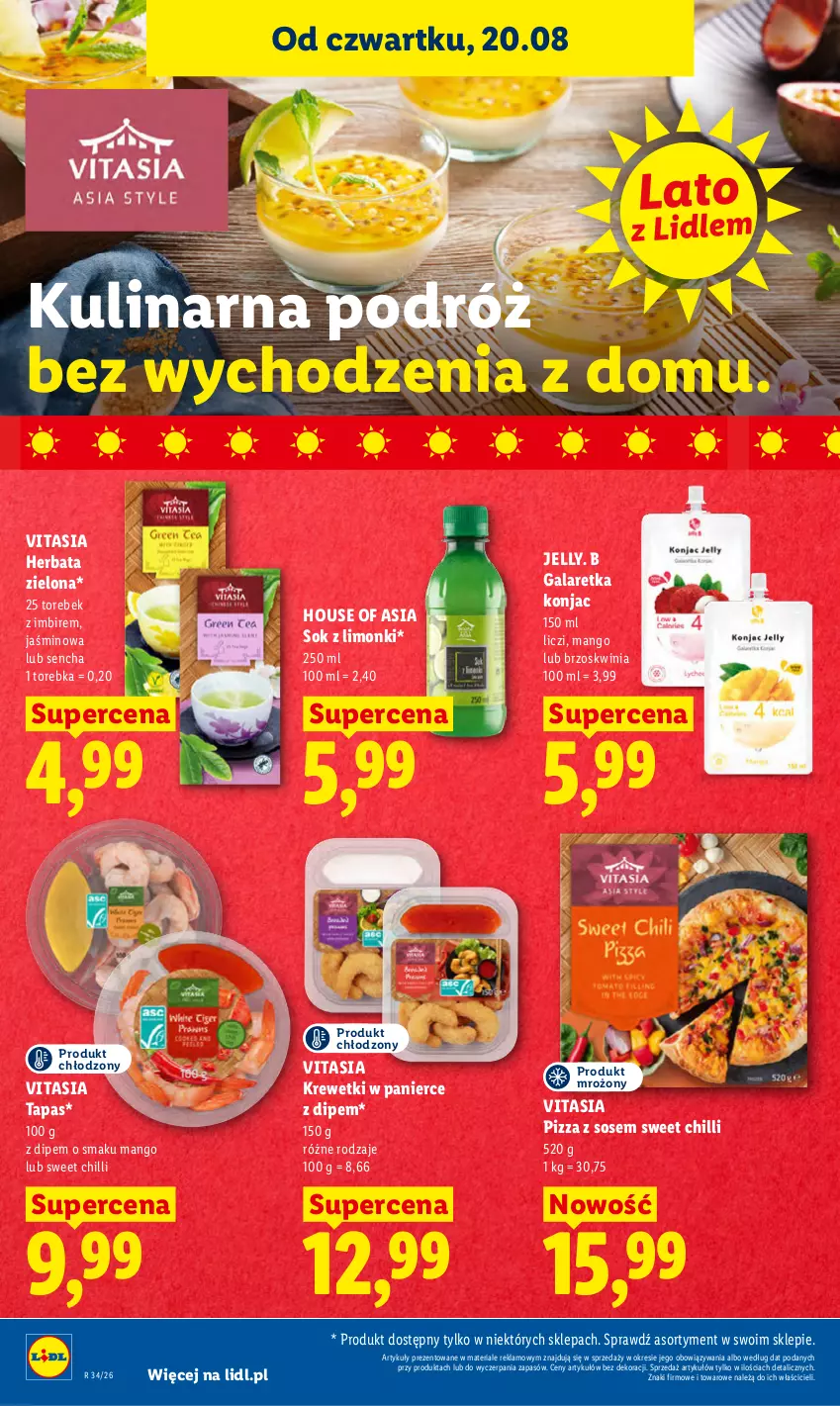 Gazetka promocyjna Lidl - Gazetka ważna od 20.08 do 22.08 - ważna 20.08 do 22.08.2026 - strona 56 - produkty: Gala, Galaretka, Herbata, House of Asia, Imbir, Krewetki, Liczi, Mango, Pizza, Sok, Sos, Torebka