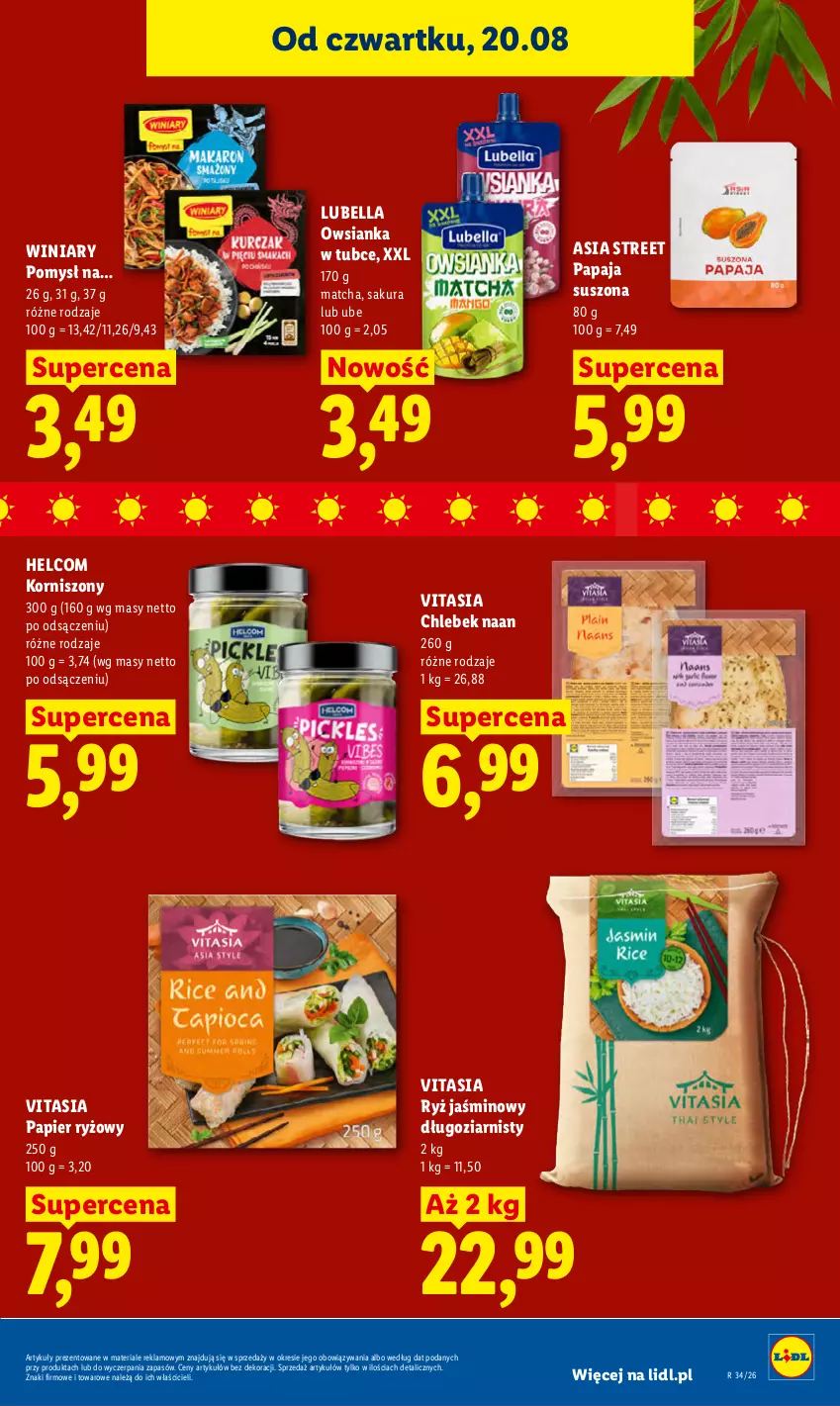 Gazetka promocyjna Lidl - Gazetka ważna od 20.08 do 22.08 - ważna 20.08 do 22.08.2026 - strona 59 - produkty: Bell, Bella, Chleb, HELCOM, Korniszony, Lubella, Owsianka, Papaja, Papier, Papier ryżowy, Ryż, Winiary