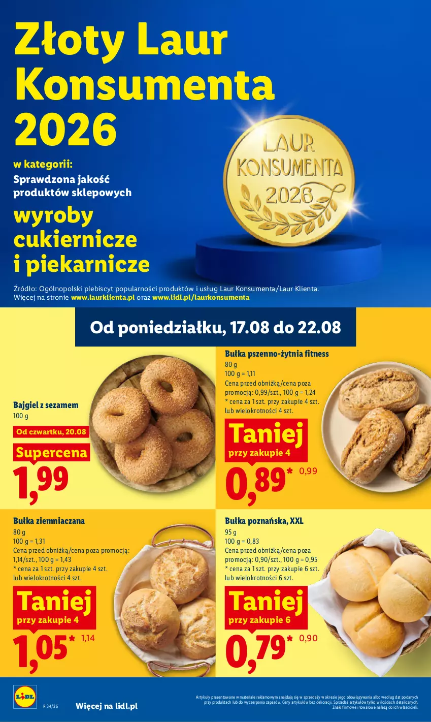 Gazetka promocyjna Lidl - Gazetka ważna od 20.08 do 22.08 - ważna 20.08 do 22.08.2026 - strona 60 - produkty: Bułka, Cukier, Laur, Sezam