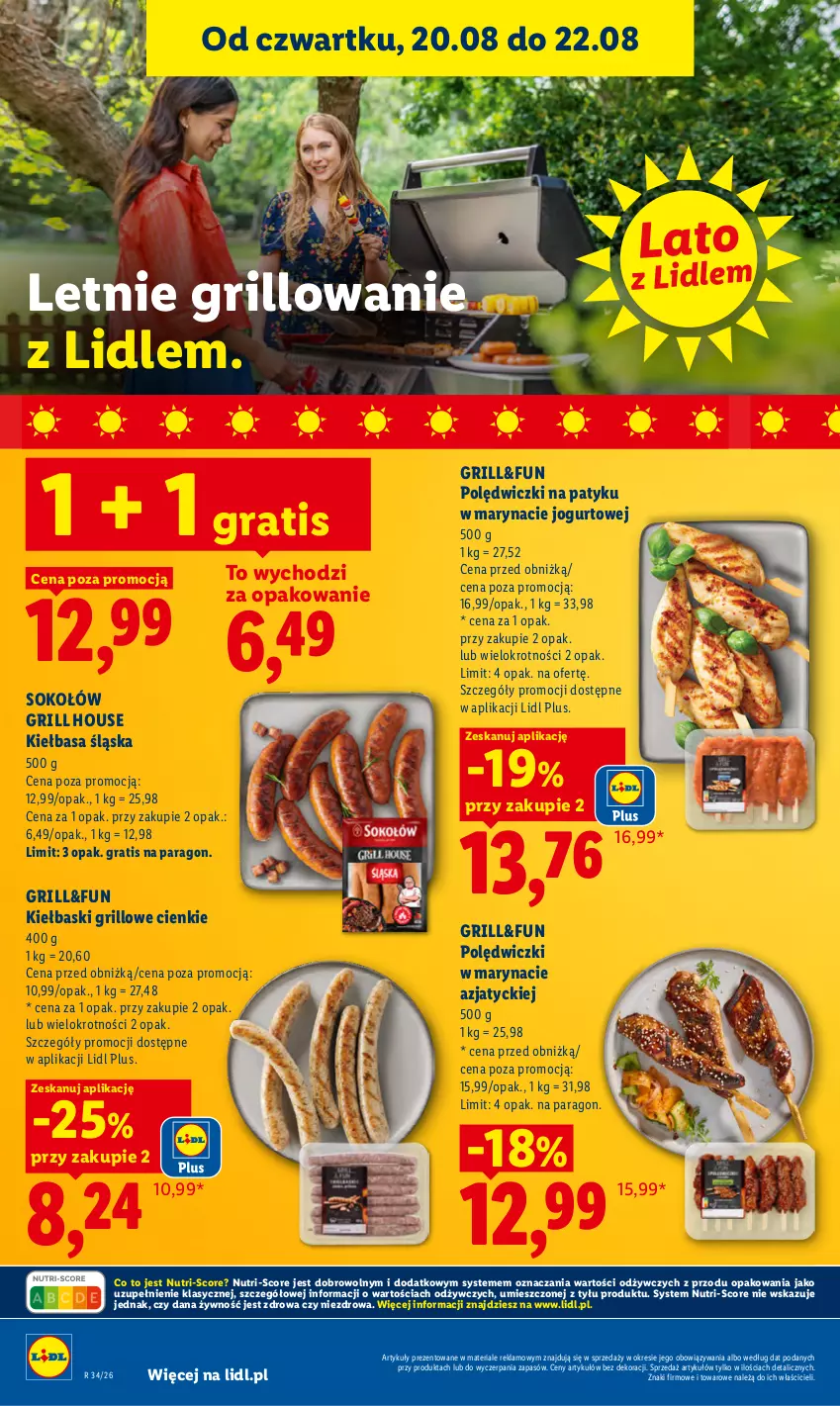 Gazetka promocyjna Lidl - Gazetka ważna od 20.08 do 22.08 - ważna 20.08 do 22.08.2026 - strona 64 - produkty: Gra, Grill, Jogurt, Kiełbasa, Kiełbasa śląska, Sok, Sokołów