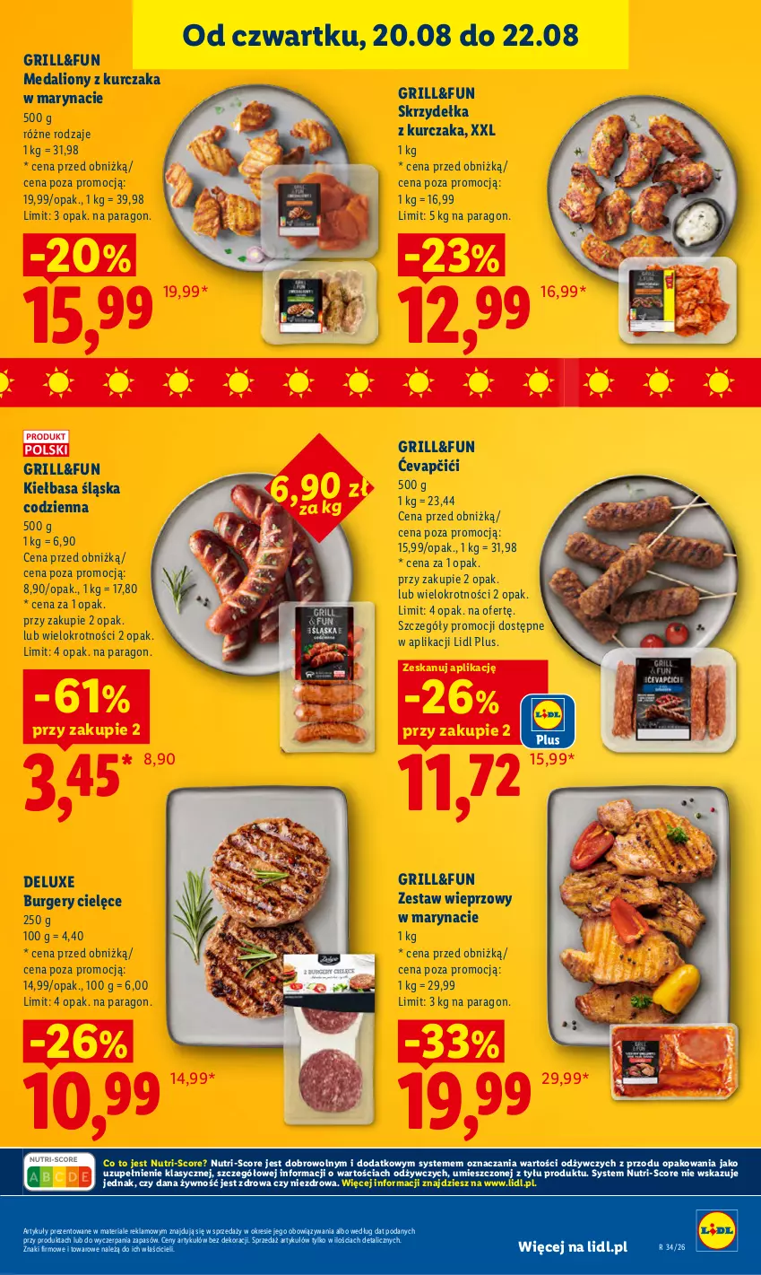 Gazetka promocyjna Lidl - Gazetka ważna od 20.08 do 22.08 - ważna 20.08 do 22.08.2026 - strona 65 - produkty: Burger, Grill, Kiełbasa, Kiełbasa śląska, Kurczak, Lion, Skrzydełka z kurczaka