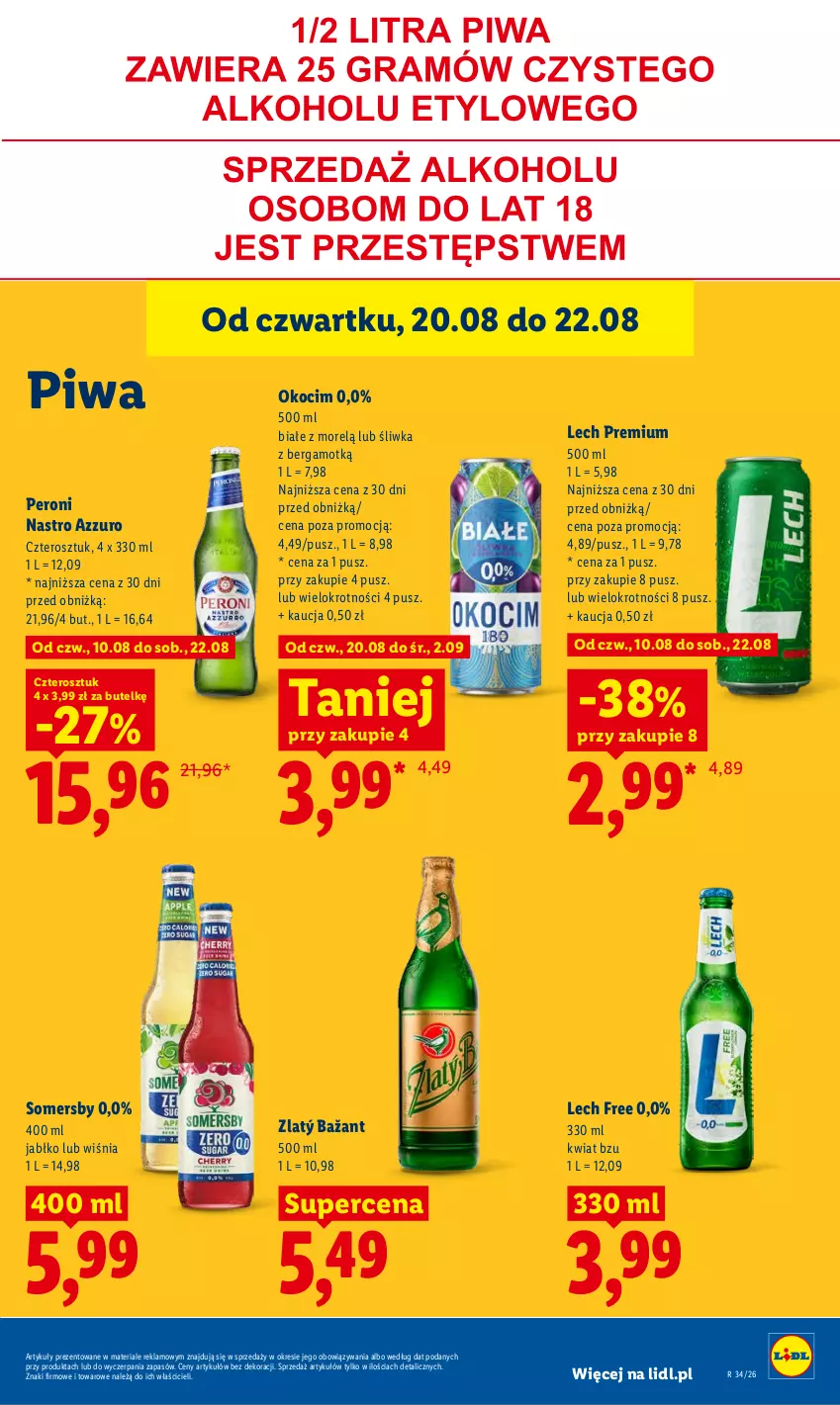 Gazetka promocyjna Lidl - Gazetka ważna od 20.08 do 22.08 - ważna 20.08 do 22.08.2026 - strona 81 - produkty: Koc, Lech Premium, Okocim, Piwa, Somersby