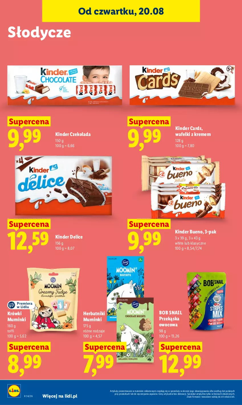 Gazetka promocyjna Lidl - Gazetka ważna od 20.08 do 22.08 - ważna 20.08 do 22.08.2026 - strona 82 - produkty: Czekolada, Herbatniki, Kinder, Kinder Bueno