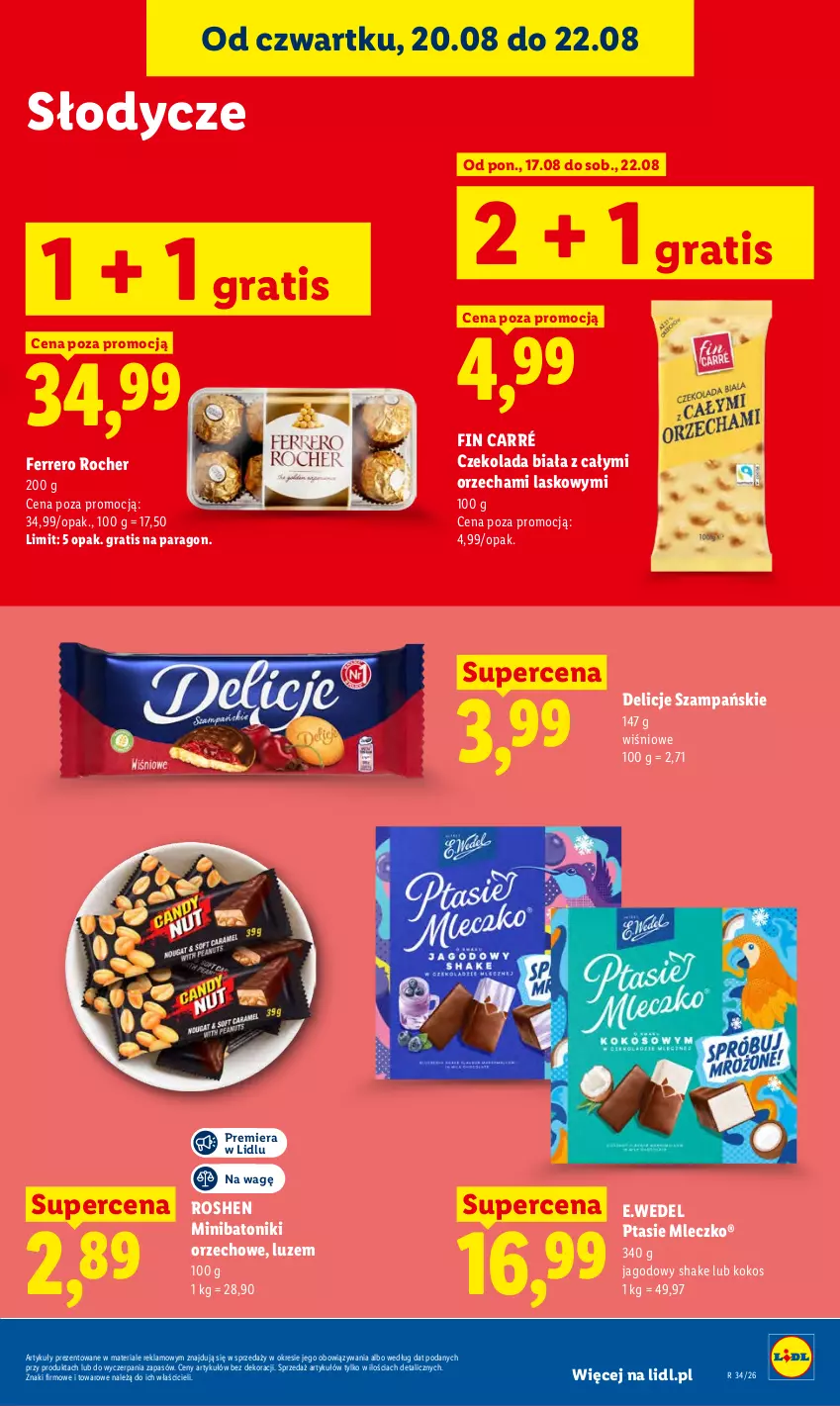 Gazetka promocyjna Lidl - Gazetka ważna od 20.08 do 22.08 - ważna 20.08 do 22.08.2026 - strona 83 - produkty: Baton, Czekolada, Delicje, Ferrero, Ferrero Rocher, Gra, Kokos, Mleczko, Ptasie mleczko, Tonik