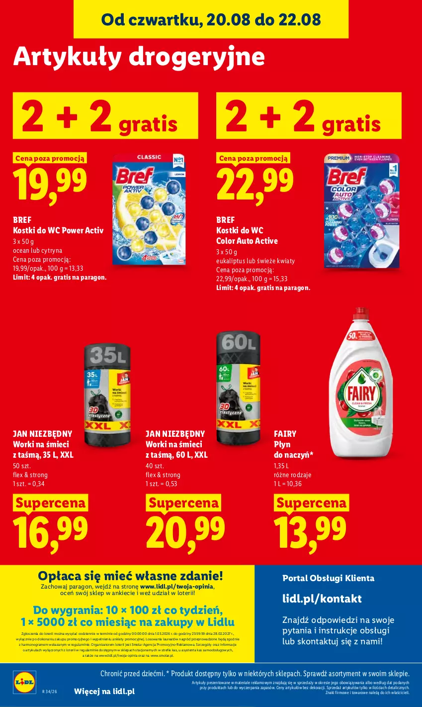 Gazetka promocyjna Lidl - Gazetka ważna od 20.08 do 22.08 - ważna 20.08 do 22.08.2026 - strona 94 - produkty: Bref, Fa, Fairy, Gra, Jan Niezbędny, Laur, Mola, Por, Portal, Worki na śmiec, Worki na śmieci