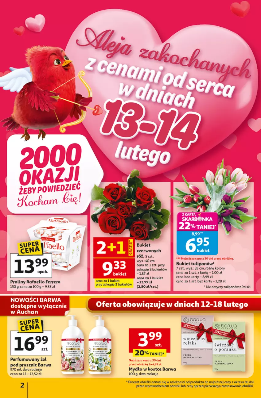 Gazetka promocyjna Auchan - 30 Lat Hipermarket - ważna 12.02 do 18.02.2026 - strona 2 - produkty: Bukiet, Fa, Ferrero, Mydło, Perfum, Praliny, Tulipan