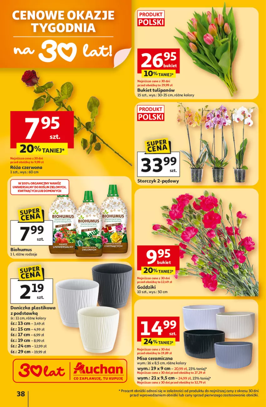 Gazetka promocyjna Auchan - 30 Lat Hipermarket - ważna 12.02 do 18.02.2026 - strona 38 - produkty: Biohumus, Bukiet, Mus, Róża, Tulipan