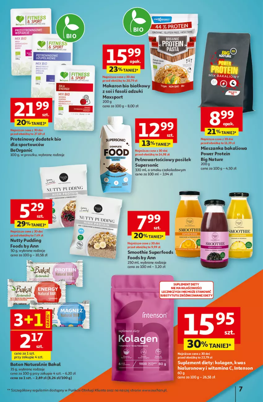 Gazetka promocyjna Auchan - 30 Lat Hipermarket - ważna 12.02 do 18.02.2026 - strona 7 - produkty: Baton, Fa, Kolagen, Makaron, Mieszanka bakaliowa, Por, Pudding, Smoothie, Sport, Suplement diety, Znicz