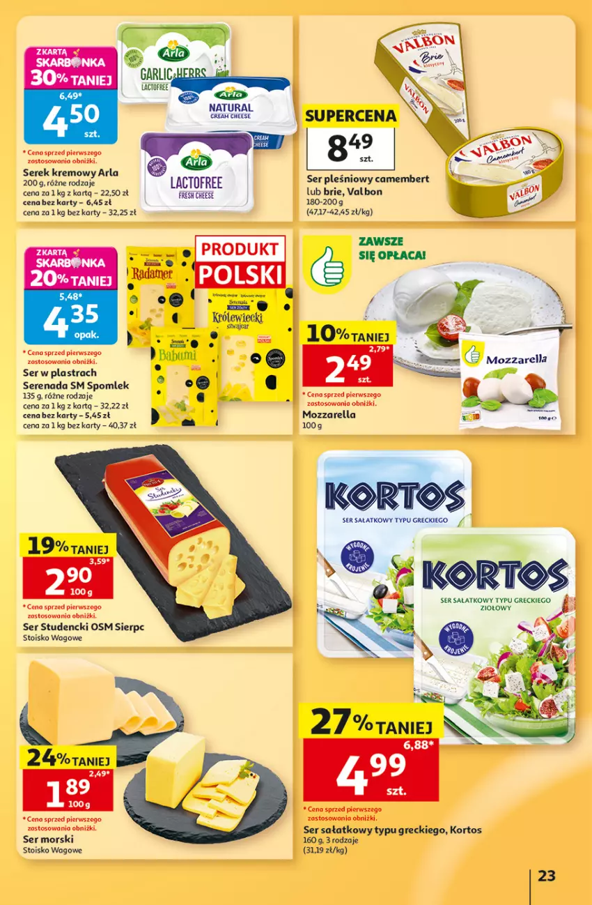 Gazetka promocyjna Auchan - 30 Lat Hipermarket - ważna 13.08 do 19.08.2026 - strona 23 - produkty: Brie, Camembert, Mozzarella, Sałat, Ser, Ser pleśniowy, Serek