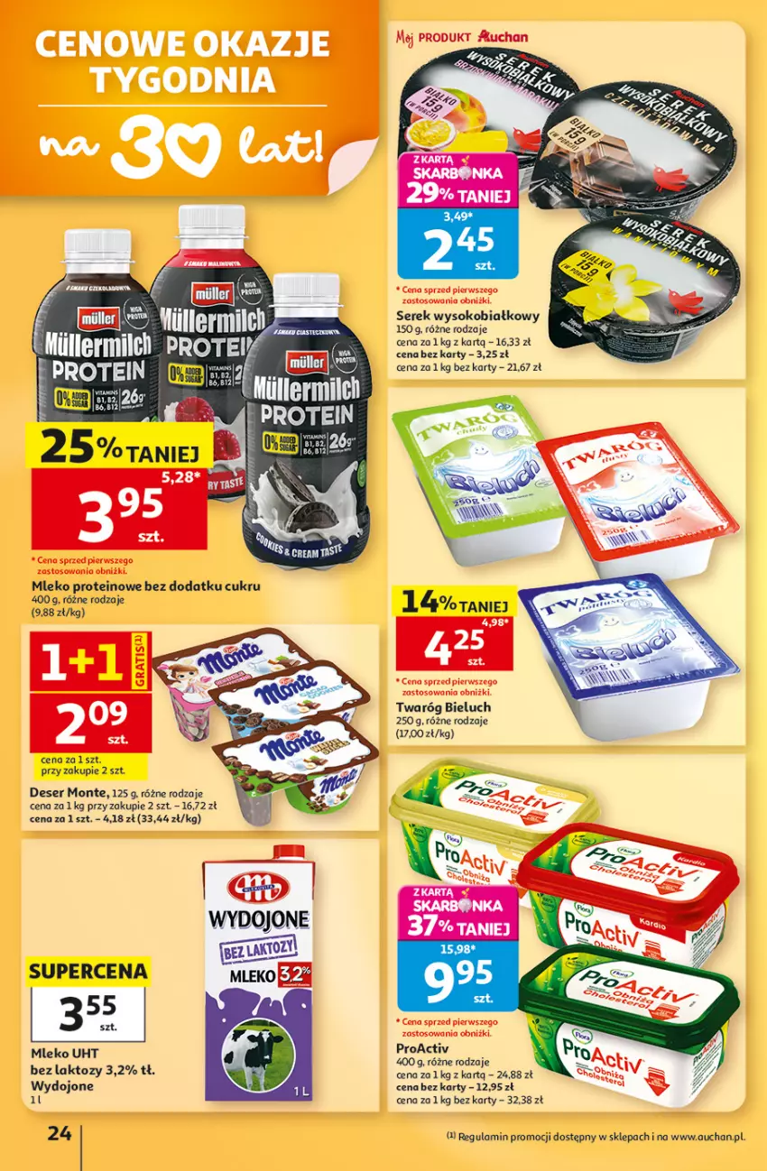 Gazetka promocyjna Auchan - 30 Lat Hipermarket - ważna 13.08 do 19.08.2026 - strona 24 - produkty: Bieluch, Deser, Gra, Mleko, Monte, Ser, Sok, Twaróg
