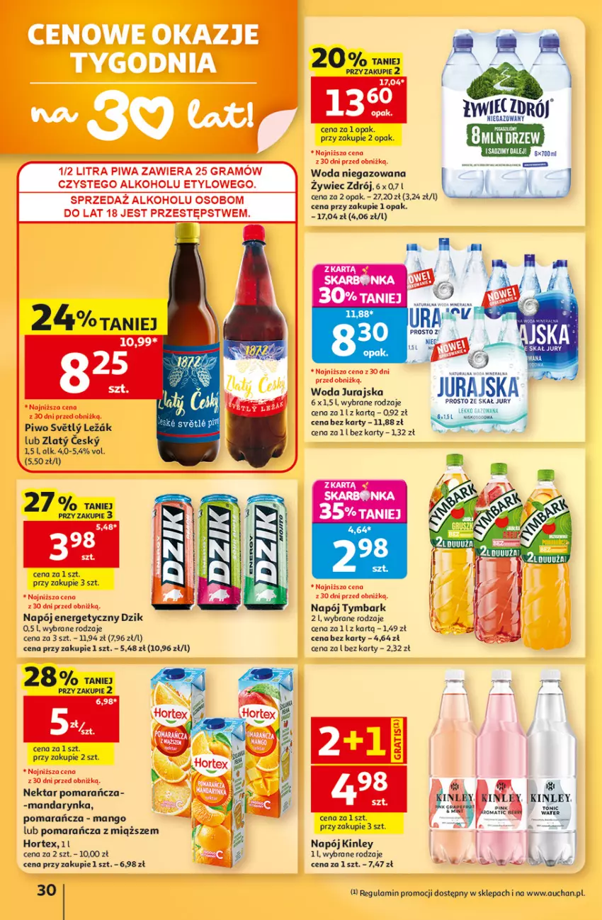 Gazetka promocyjna Auchan - 30 Lat Hipermarket - ważna 13.08 do 19.08.2026 - strona 30 - produkty: Gra, Hortex, Mango, Napój, Napój energetyczny, Nektar, Piwa, Piwo, Tymbark, Woda, Woda niegazowana