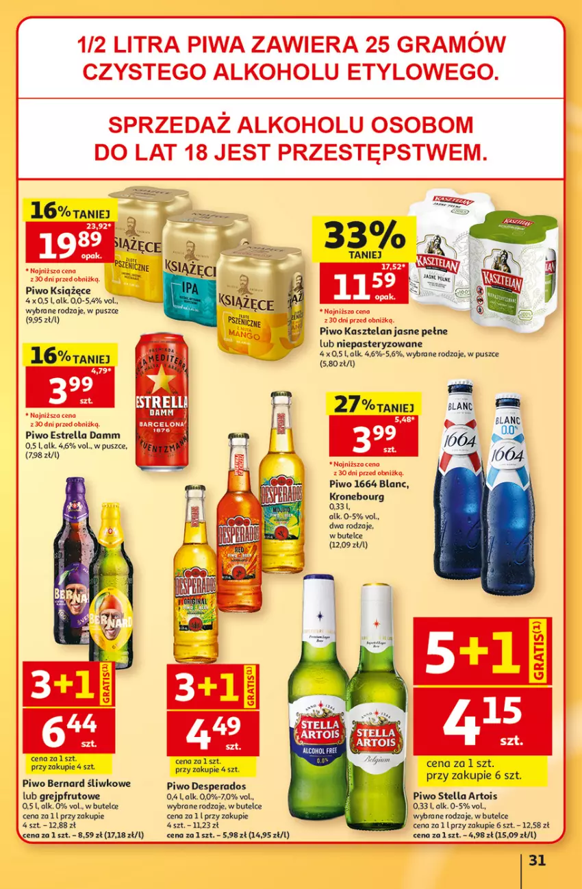 Gazetka promocyjna Auchan - 30 Lat Hipermarket - ważna 13.08 do 19.08.2026 - strona 31 - produkty: Desperados, Gra, Grejpfrut, Kasztelan, Książęce, Piwa, Piwo
