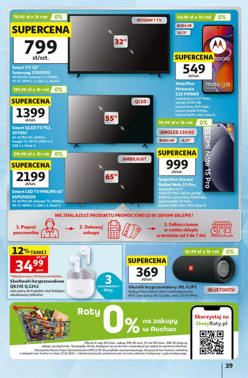 Gazetka promocyjna Auchan - 30 Lat Hipermarket - ważna 13.08 do 19.08.2026 - strona 39 - produkty: Amol, Głośnik, JBL, Kosz, Mikrofon, Por, Słuchawki, Słuchawki bezprzewodowe, Top
