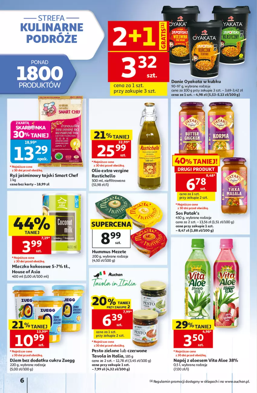 Gazetka promocyjna Auchan - 30 Lat Hipermarket - ważna 13.08 do 19.08.2026 - strona 6 - produkty: Dżem, Fa, Gin, House of Asia, Hummus, Kokos, Mleczko, Mus, Napój, Patak's, Pesto, Rust, Ryż, Sos