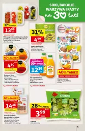 Gazetka promocyjna Auchan - 30 Lat Hipermarket - Gazetka - ważna od 19.08 do 19.08.2026 - strona 5 - produkty: Hummus, Warzywa, Sok, Mus, Tropical, Oliwki, Papryczki nadziewane, Owoce, Pomidory, Helio, Owoce suszone, Szpinak