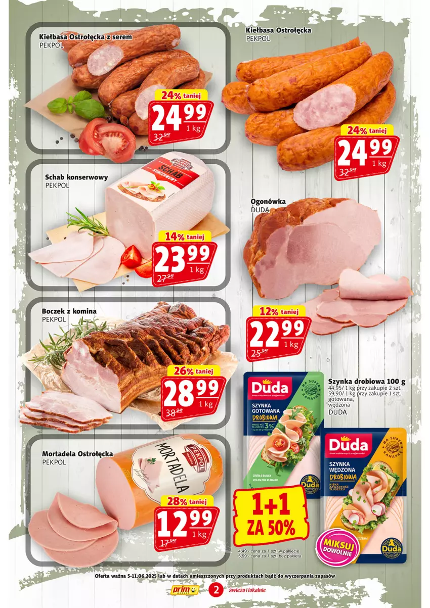Gazetka promocyjna Prim Market - ważna 05.06 do 11.06.2025 - strona 2 - produkty: Delma, Duda, Kiełbasa, Pekpol, Ser, Szynka