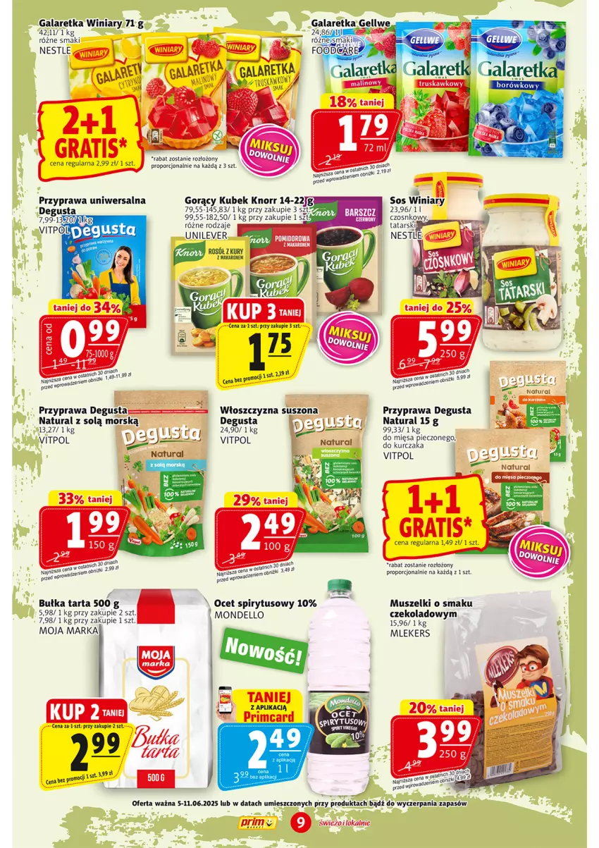 Gazetka promocyjna Prim Market - ważna 05.06 do 11.06.2025 - strona 9 - produkty: Bułka, Bułka tarta, Dell, Gala, Galaretka, Gra, Mus, Ocet, Piec, Por, Rosół, Sos, Tarta, Winiary