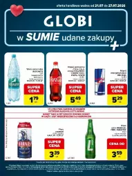 Gazetka promocyjna Carrefour - Gazetka Globi w SUMIE udane zakupy - Gazetka - ważna od 27.07 do 27.07.2026 - strona 1 - produkty: Piwa, Piwo, Piec, Red Bull, Coca-Cola, Napój gazowany, Fanta, Woda mineralna, Woda, Harnaś, Napój, Lech Premium, Fa