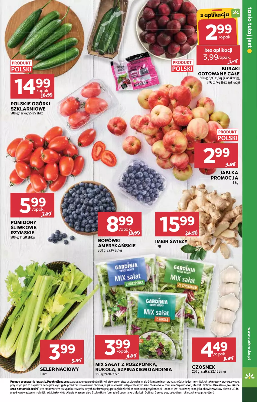 Gazetka promocyjna Stokrotka - Market - ważna 29.01 do 04.02.2026 - strona 7 - produkty: Buraki, Czosnek, Imbir, Jabłka, Mięso, Optima, Owoce, Pomidory, Sałat, Seler naciowy, Siatka, Szpinak, Warzywa