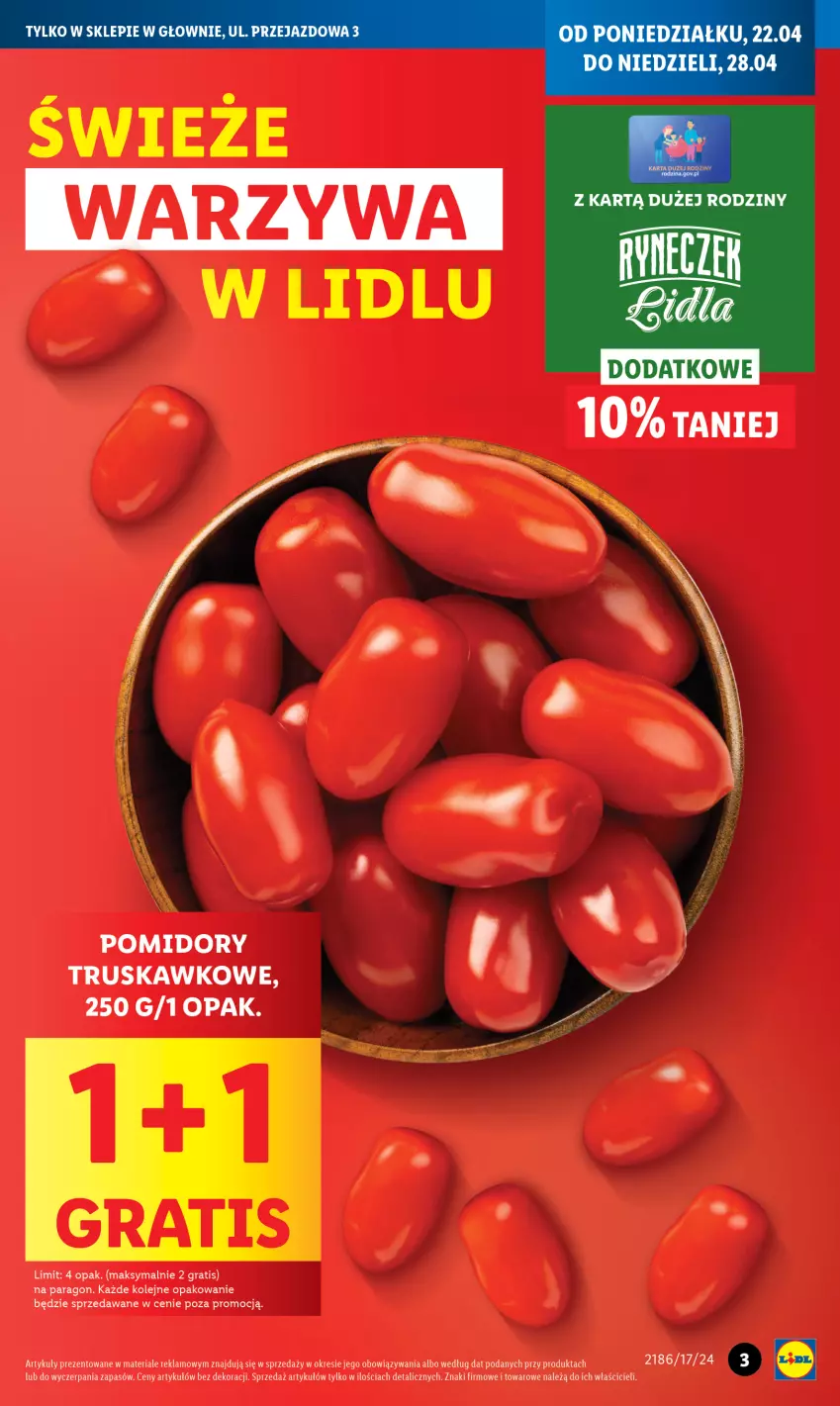 Gazetka promocyjna Lidl - Nowy Lidl w Głownie już otwarty - ważna 22.04 do 28.04.2024 - strona 3 - produkty: Gra, Olej, Pomidory, Warzywa