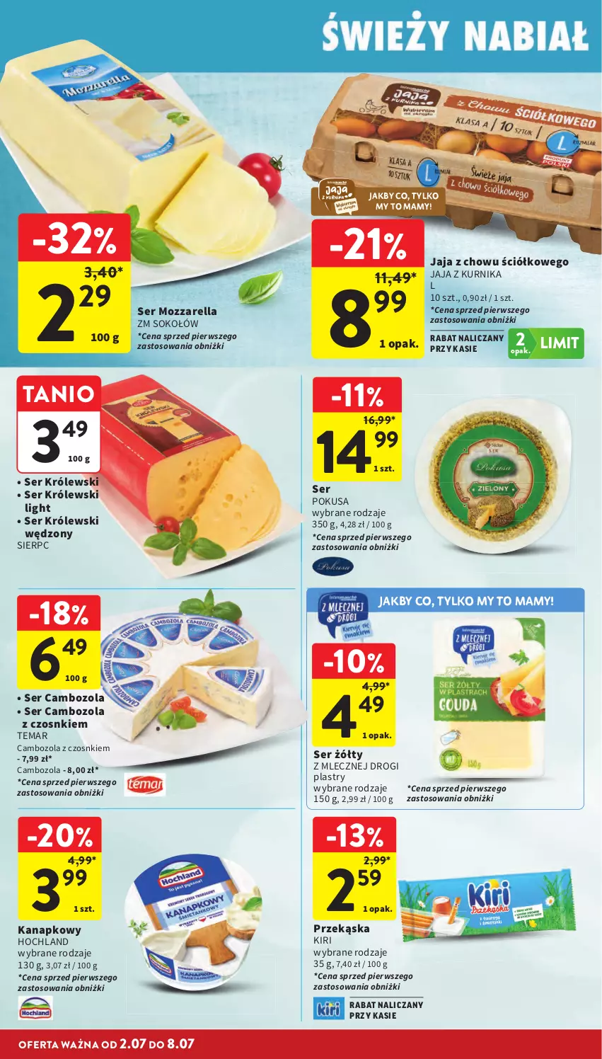 Gazetka promocyjna Intermarche - Gazetka promocyjna - ważna 02.06 do 08.07.2026 - strona 18 - produkty: Hochland, Jaja, Królewski, Mozzarella, Ser, Sok, Sokołów