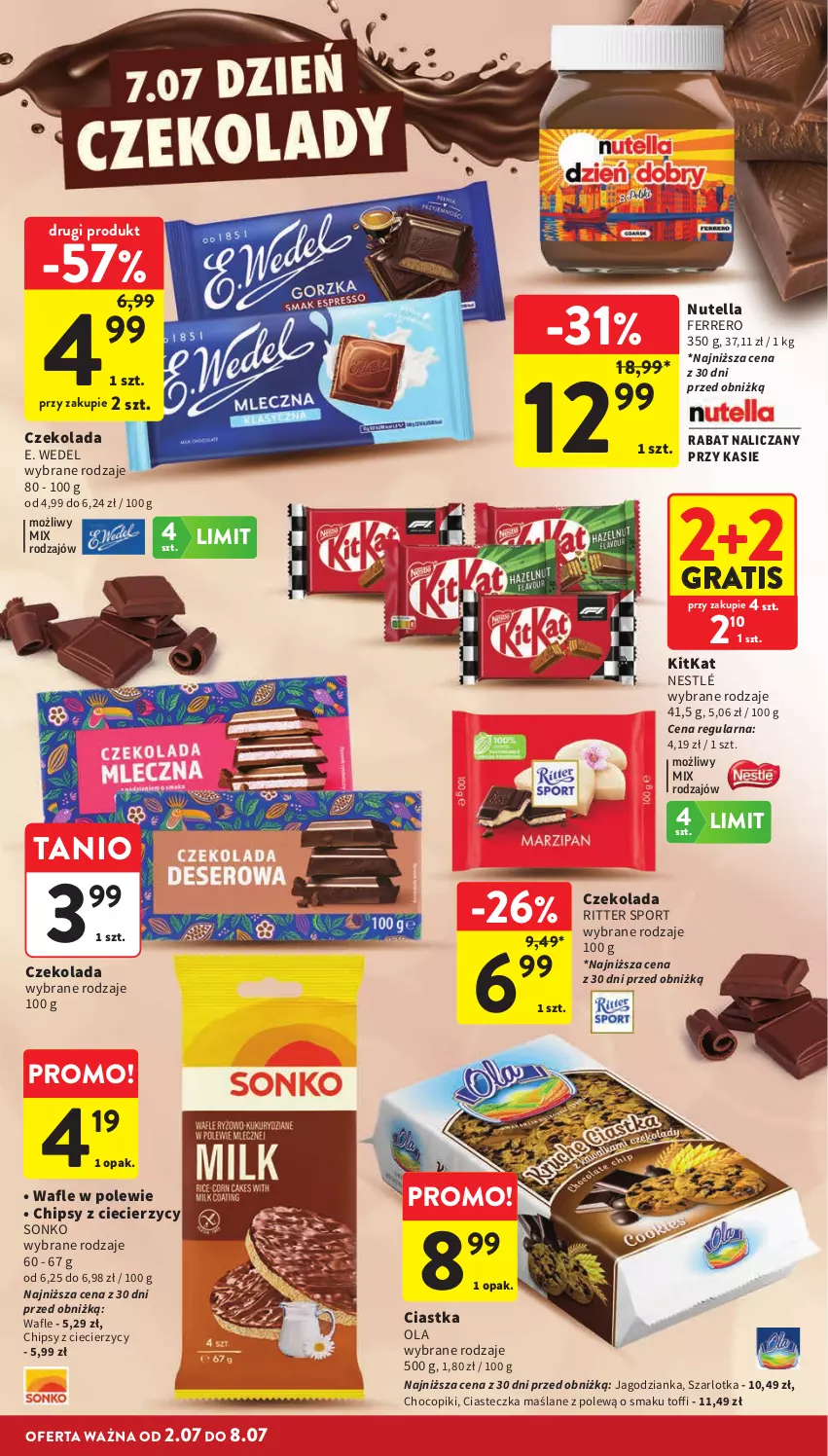 Gazetka promocyjna Intermarche - Gazetka promocyjna - ważna 02.06 do 08.07.2026 - strona 24 - produkty: Chipsy, Ciastka, Czekolada, E. Wedel, Ferrero, Gra, Jagodzianka, Nestlé, Nutella, Por, Ritter Sport, Sonko, Sport, Szarlotka, Wafle