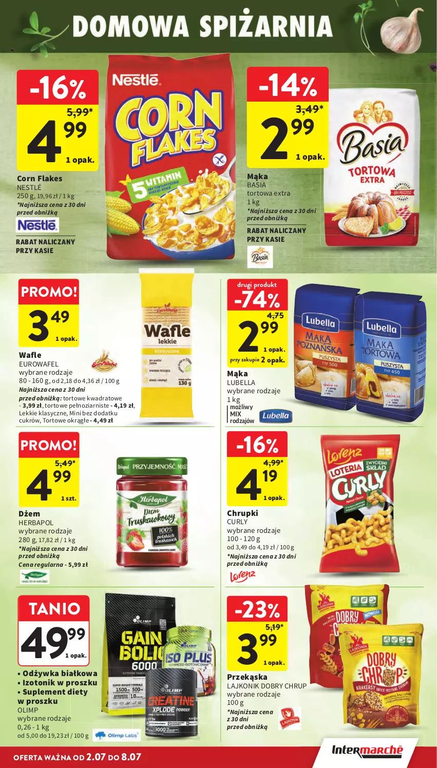 Gazetka promocyjna Intermarche - Gazetka promocyjna - ważna 02.06 do 08.07.2026 - strona 25 - produkty: Basia, Bell, Bella, Chrupki, Corn flakes, Dżem, Herbapol, Lajkonik, Lubella, Mąka, Nestlé, Odżywka, Suplement diety, Tonik, Wafle