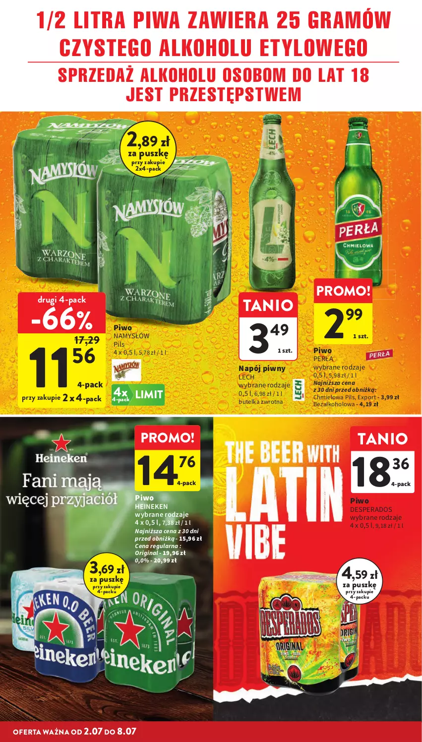 Gazetka promocyjna Intermarche - Gazetka promocyjna - ważna 02.06 do 08.07.2026 - strona 30 - produkty: Desperados, Gin, Gra, Heineken, Namysłów, Napój, Perła, Piwa, Piwo, Por