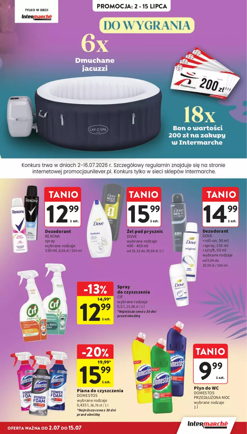 Gazetka promocyjna Intermarche - Gazetka promocyjna - ważna 02.06 do 08.07.2026 - strona 33 - produkty: Cif, Dezodorant, Domestos, Dove, Płyn do wc, Rexona, Spray do czyszczenia