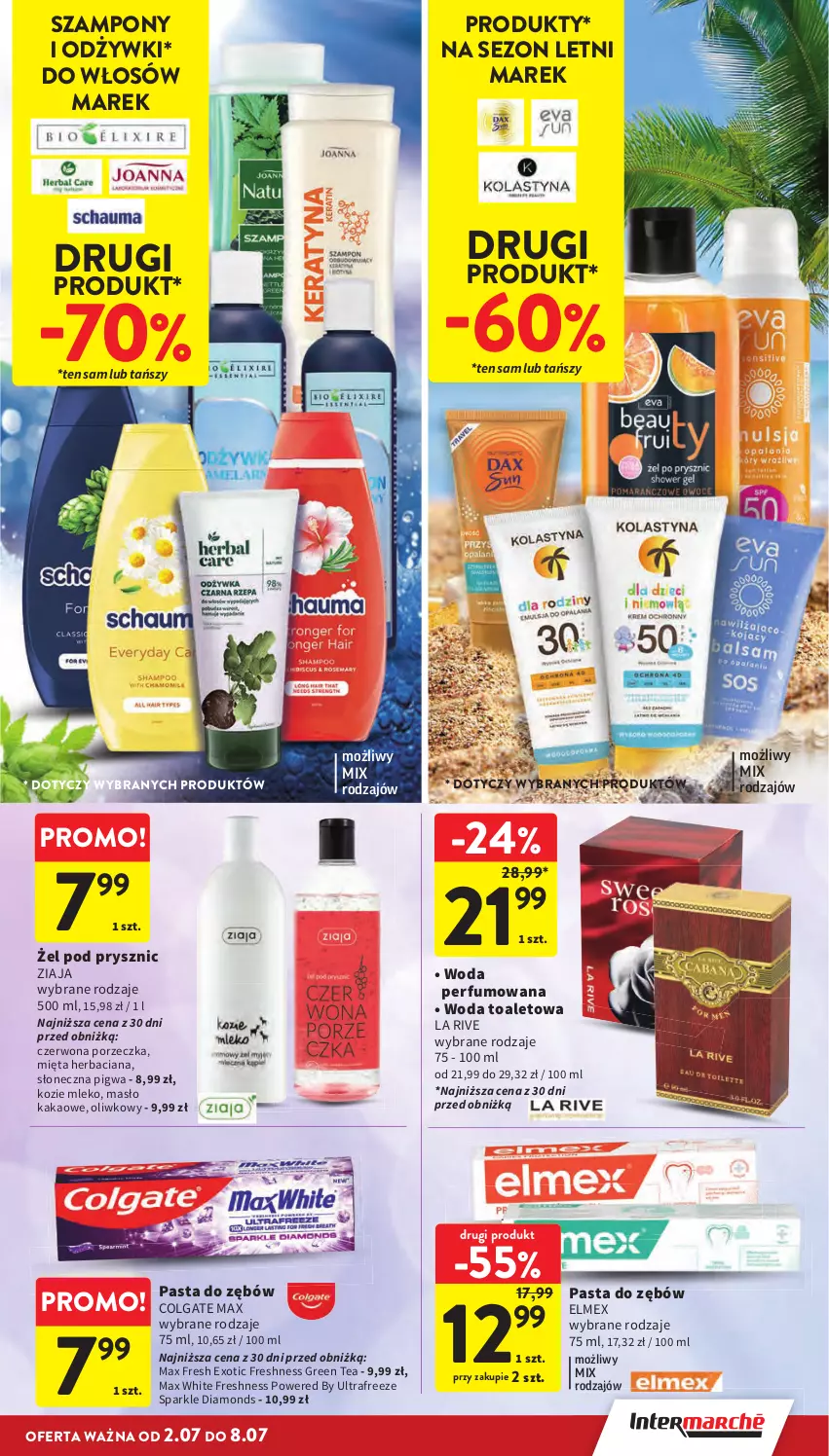 Gazetka promocyjna Intermarche - Gazetka promocyjna - ważna 02.06 do 08.07.2026 - strona 35 - produkty: Colgate, Elmex, Kakao, La Rive, LG, Masło, Mięta, Mleko, Pasta do zębów, Perfum, Por, Szampon, Woda, Woda perfumowana, Woda toaletowa, Ziaja