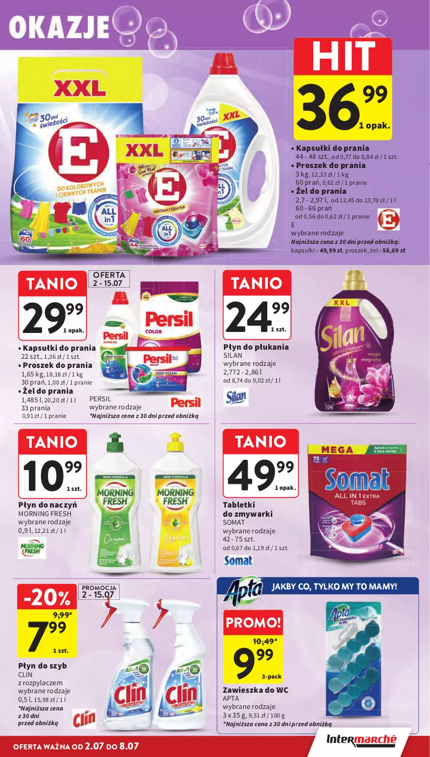 Gazetka promocyjna Intermarche - Gazetka promocyjna - ważna 02.06 do 08.07.2026 - strona 37 - produkty: Clin, Kapsułki do prania, Persil, Płyn do płukania, Płyn do szyb, Proszek do prania, Silan, Somat, Tablet, Tabletki do zmywarki, Zawieszka do wc, Zmywarki