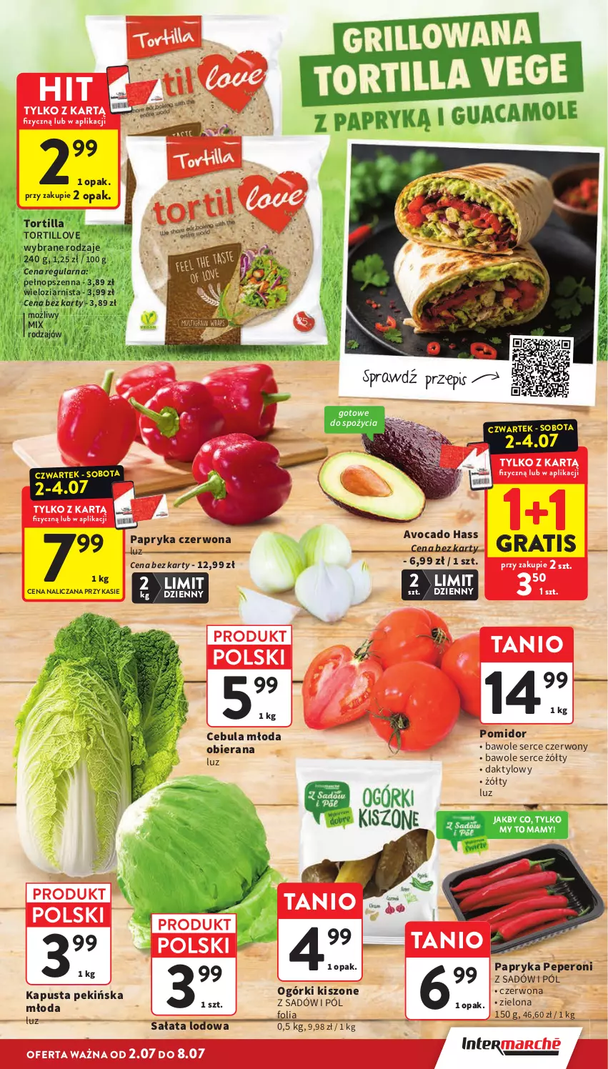 Gazetka promocyjna Intermarche - Gazetka promocyjna - ważna 02.06 do 08.07.2026 - strona 9 - produkty: Avocado, Cebula, Gra, Papryka, Papryka czerwona, Sałat, Sałata lodowa, Ser, Tortilla