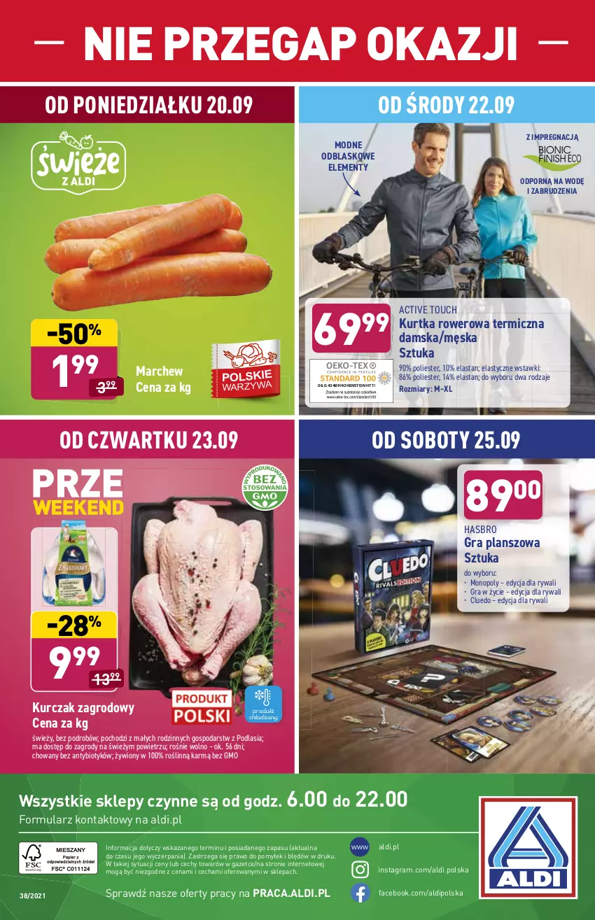 Gazetka promocyjna Aldi - OKAZJE DLA CIEBIE I DOMU - ważna 22.09 do 25.09.2021 - strona 12 - produkty: Fa, Gra, Hasbro, Kurczak, Kurtka, Monopoly, Por, Rower