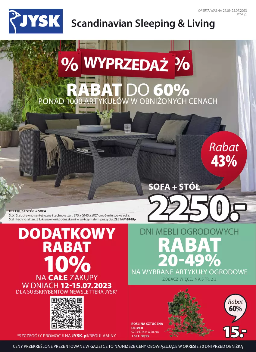 Gazetka promocyjna Jysk - Oferta tygodnia - ważna 21.06 do 25.07.2023 - strona 2 - produkty: Fa, Poduszka, Roślina sztuczna, Sofa, Stół, Tera