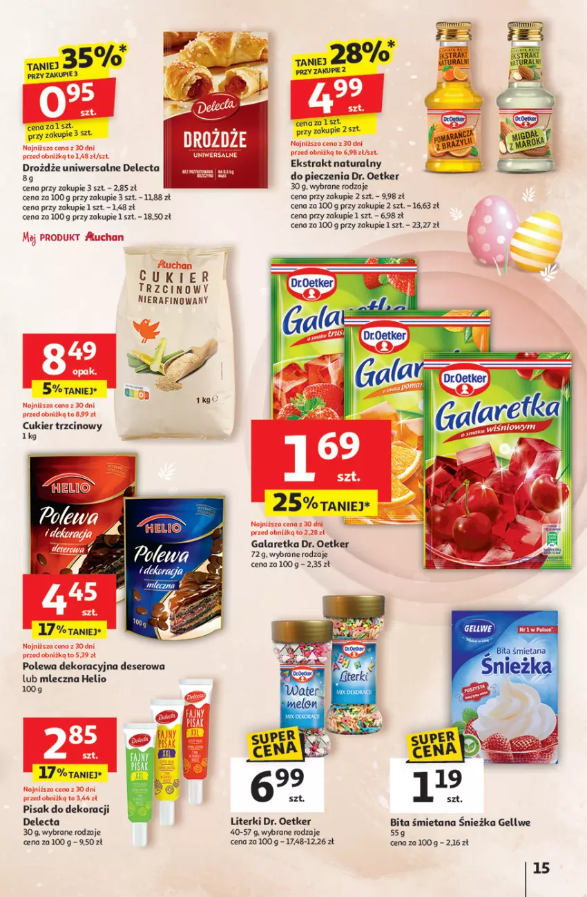 Gazetka promocyjna Auchan - WIELKA MOC Niskich Cen Hipermarket - ważna 10.04 do 19.04.2025 - strona 17 - produkty: Cukier, Cukier trzcinowy, Delecta, Deser, Dr. Oetker, Drożdże, Gala, Galaretka, Helio, Kosz, Piec, Ser