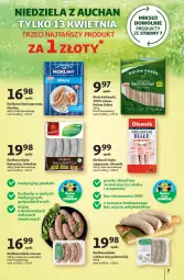 Gazetka promocyjna Auchan - WIELKA MOC Niskich Cen Hipermarket - Gazetka - ważna od 19.04 do 19.04.2025 - strona 9 - produkty: Sok, Sokołów, Kiełbaski białe, Morliny, Danio, Kiełbasa biała, Grill, Kiełbasa, Olewnik, Mięso