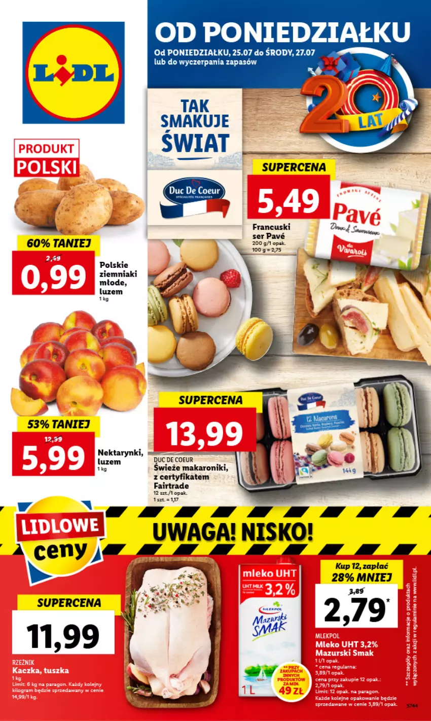 Gazetka promocyjna Lidl - GAZETKA - ważna 25.07 do 27.07.2022 - strona 1 - produkty: Fa, Makaron, Nektar, Ser, Waga, Ziemniaki