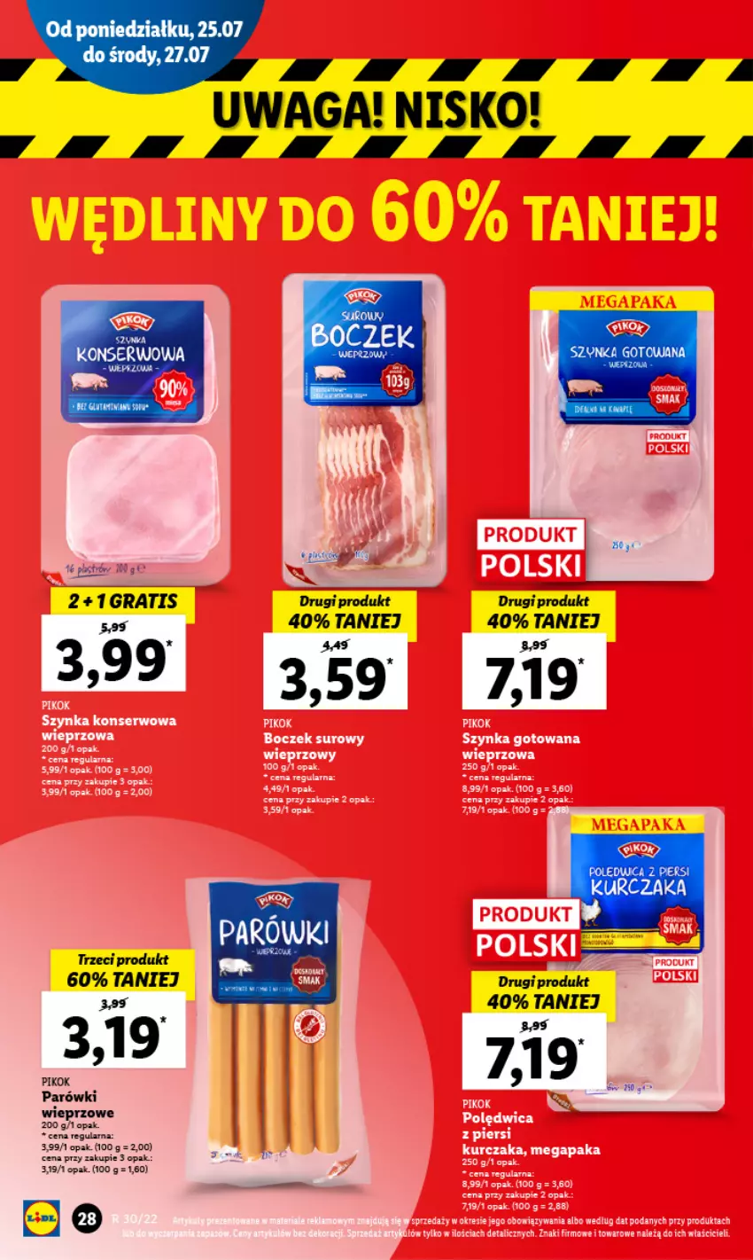 Gazetka promocyjna Lidl - GAZETKA - ważna 25.07 do 27.07.2022 - strona 32 - produkty: Gra, Kurczak, Parówki, PIKOK, Polędwica, Ser, Szynka, Waga