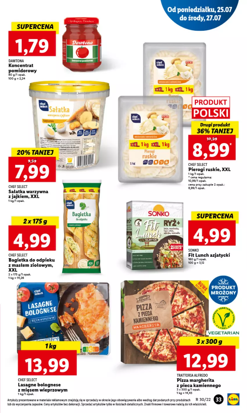 Gazetka promocyjna Lidl - GAZETKA - ważna 25.07 do 27.07.2022 - strona 37 - produkty: Bagietka, Dawtona, Lasagne, Lasagne bolognese, Piec, Pierogi, Pizza, Pizza margherita, Sałat, Sałatka, Sałatka warzywna, Sonko