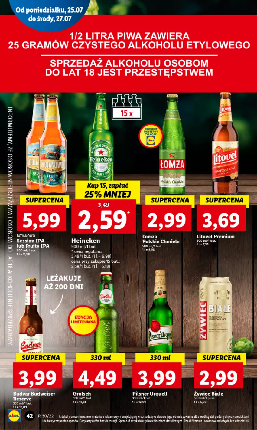 Gazetka promocyjna Lidl - GAZETKA - ważna 25.07 do 27.07.2022 - strona 46 - produkty: Gra, Heineken, LG, Pilsner Urquell, Piwa, Ser, Sos