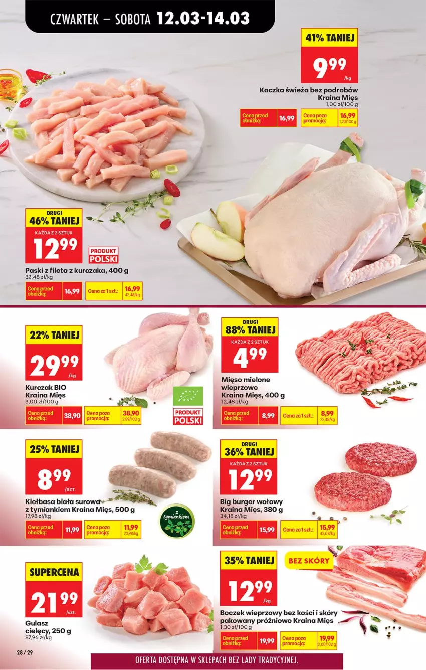 Gazetka promocyjna Biedronka - Od Czwartku - ważna 12.03 do 18.03.2026 - strona 36 - produkty: Boczek, Boczek wieprzowy, Burger, Kaczka, Kiełbasa, Kiełbasa biała, Kurczak, Mięso, Mięso mielone