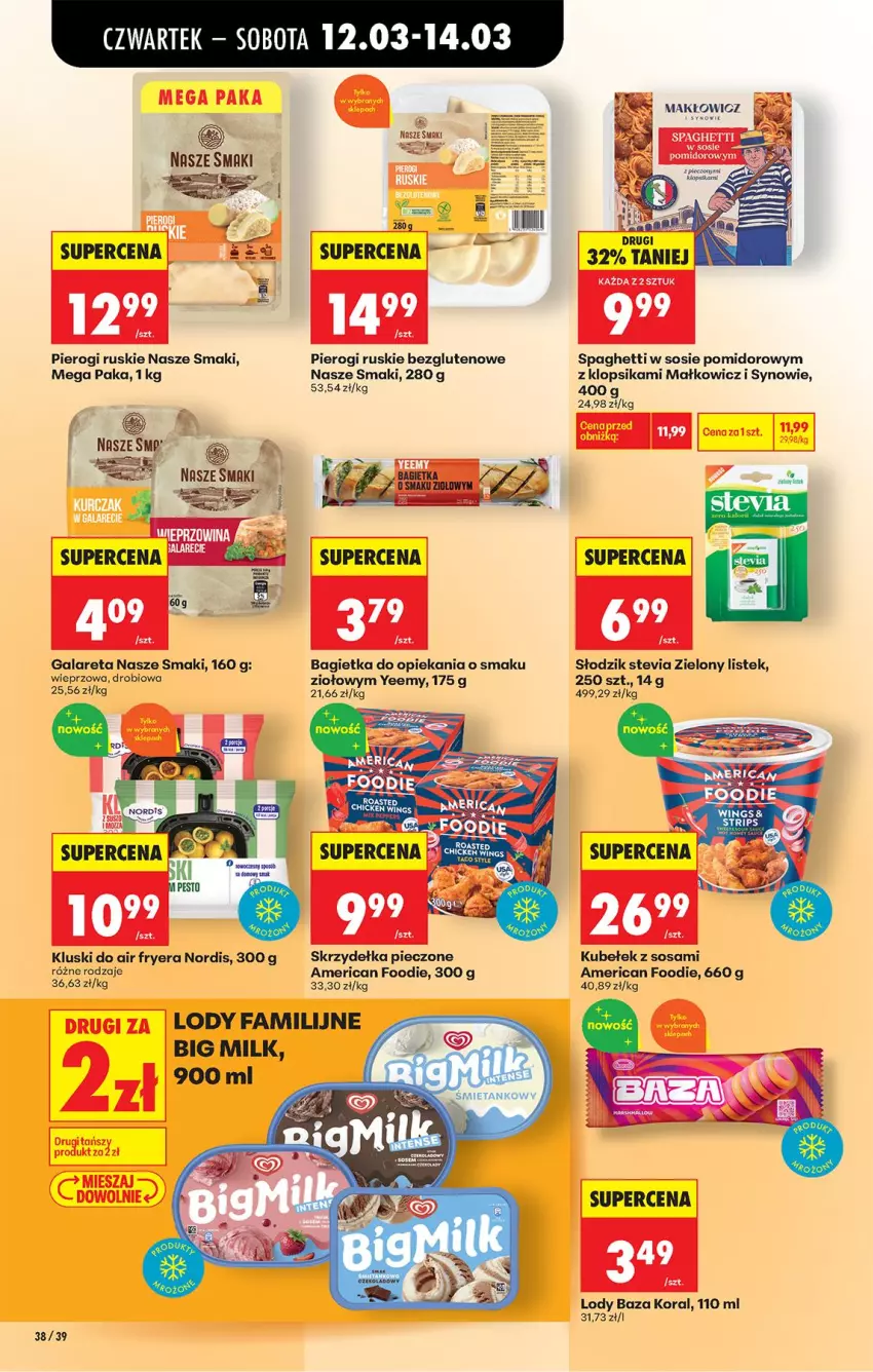 Gazetka promocyjna Biedronka - Od Czwartku - ważna 12.03 do 18.03.2026 - strona 48 - produkty: Bagietka, Big Milk, Fa, Gala, Lody, Piec, Pierogi, Skrzydełka pieczone, Sos, Spaghetti, Stek