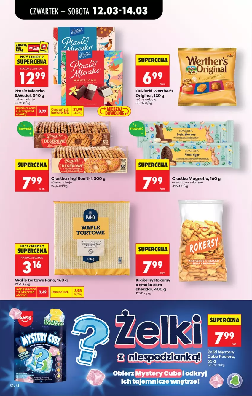 Gazetka promocyjna Biedronka - Od Czwartku - ważna 12.03 do 18.03.2026 - strona 60 - produkty: Bonitki, Cheddar, Ciastka, Cukier, Cukierki, Gin, Krakersy, Mleczko, Ptasie mleczko, Ser, Wafle, Wafle tortowe