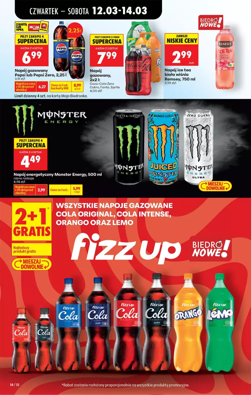 Gazetka promocyjna Biedronka - Od Czwartku - ważna 12.03 do 18.03.2026 - strona 66 - produkty: Coca-Cola, Fa, Fanta, Gin, Ice tea, Napój, Napój energetyczny, Napoje, Pepsi, Por, Sprite