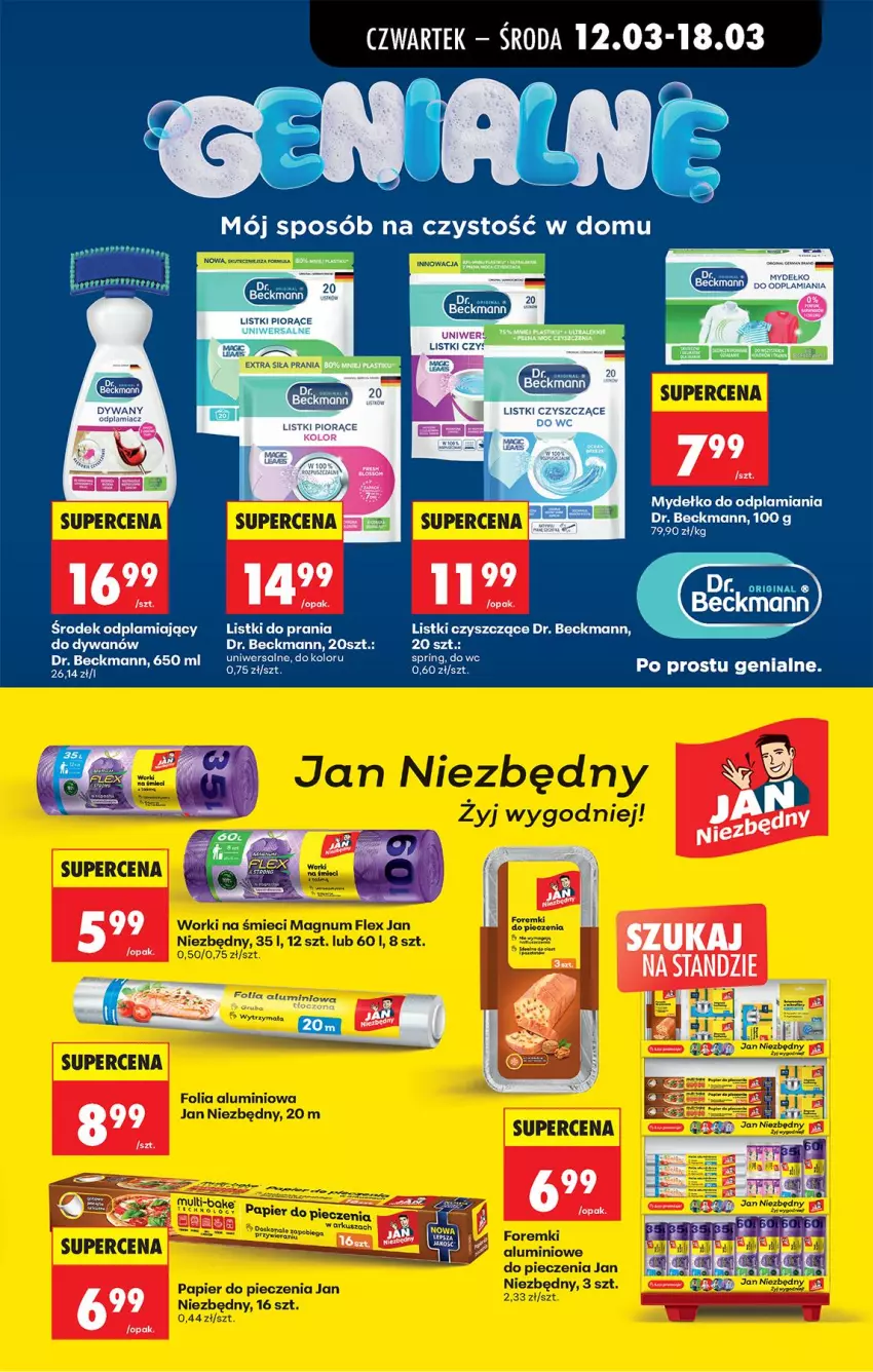 Gazetka promocyjna Biedronka - Od Czwartku - ważna 12.03 do 18.03.2026 - strona 73 - produkty: Dywan, Fa, Folia aluminiowa, Foremki, Jan Niezbędny, Papier, Papier do pieczenia, Piec, Worki na śmiec, Worki na śmieci