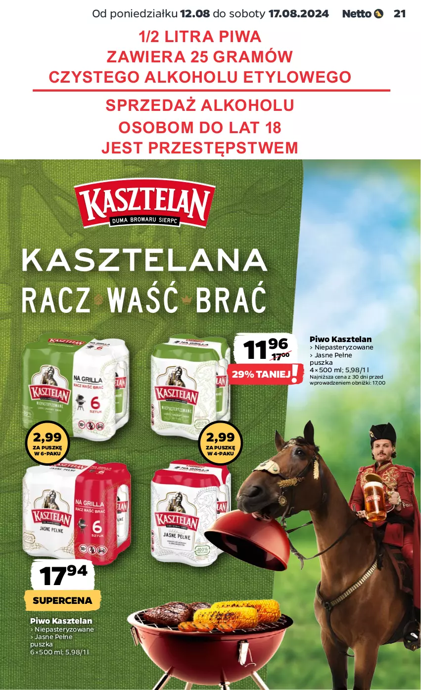 Gazetka promocyjna Netto - Od Poniedziałku - ważna 12.08 do 17.08.2024 - strona 21 - produkty: Gra, Kasztelan, Piwa, Piwo