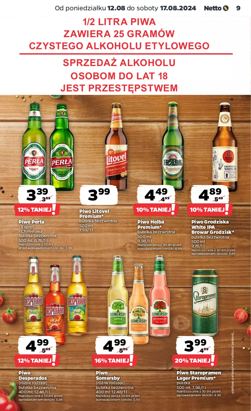 Gazetka promocyjna Netto - Od Poniedziałku - ważna 12.08 do 17.08.2024 - strona 9 - produkty: Desperados, Gra, Grill, Perła, Piwa, Piwo, Por, Somersby